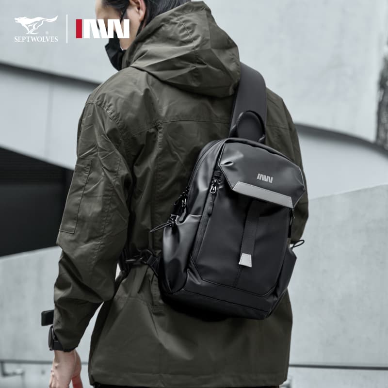 Нагрудная сумка SEPTWOLVES Слинг сумка Black Unisex - изображение 3