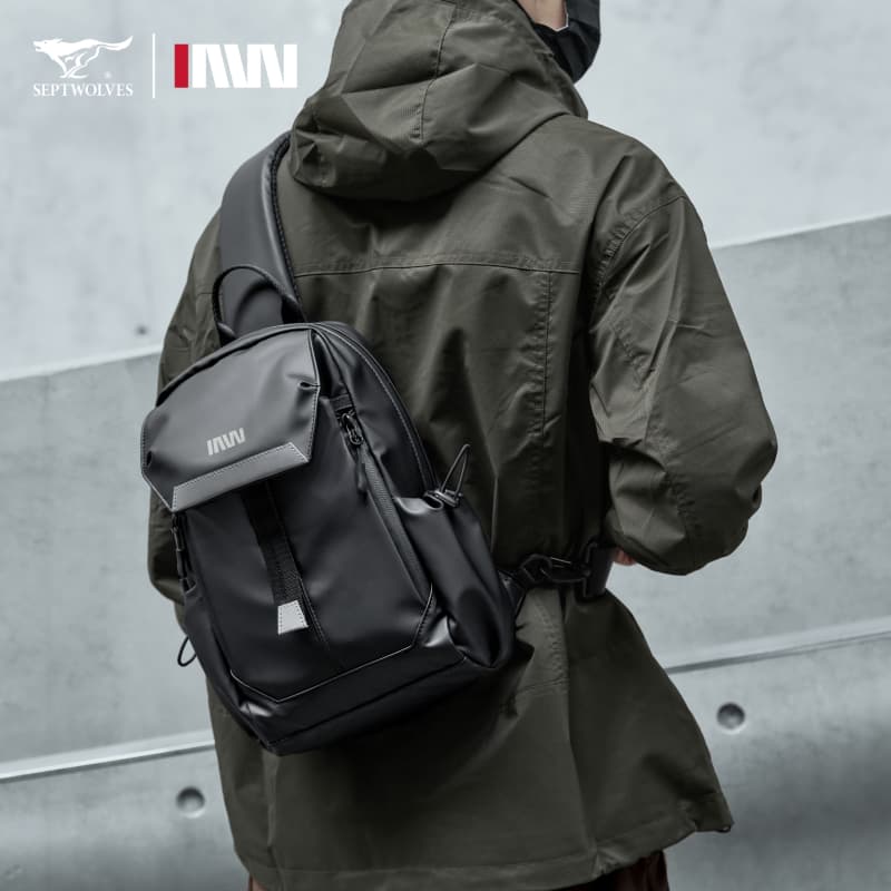 Нагрудная сумка SEPTWOLVES Слинг сумка Black Unisex - изображение 2