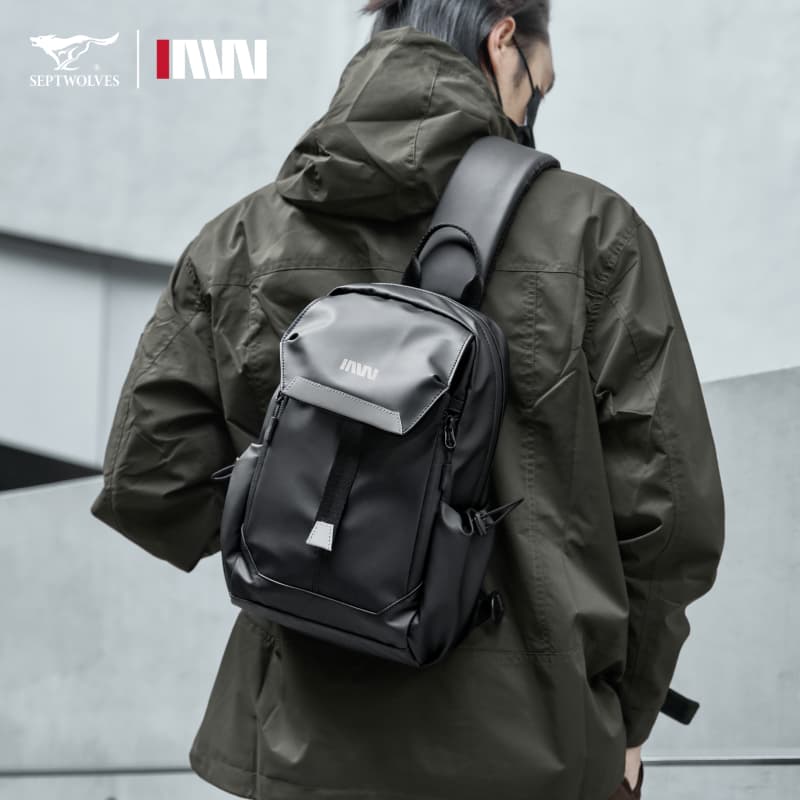 Нагрудная сумка SEPTWOLVES Слинг сумка Black Unisex - изображение 4