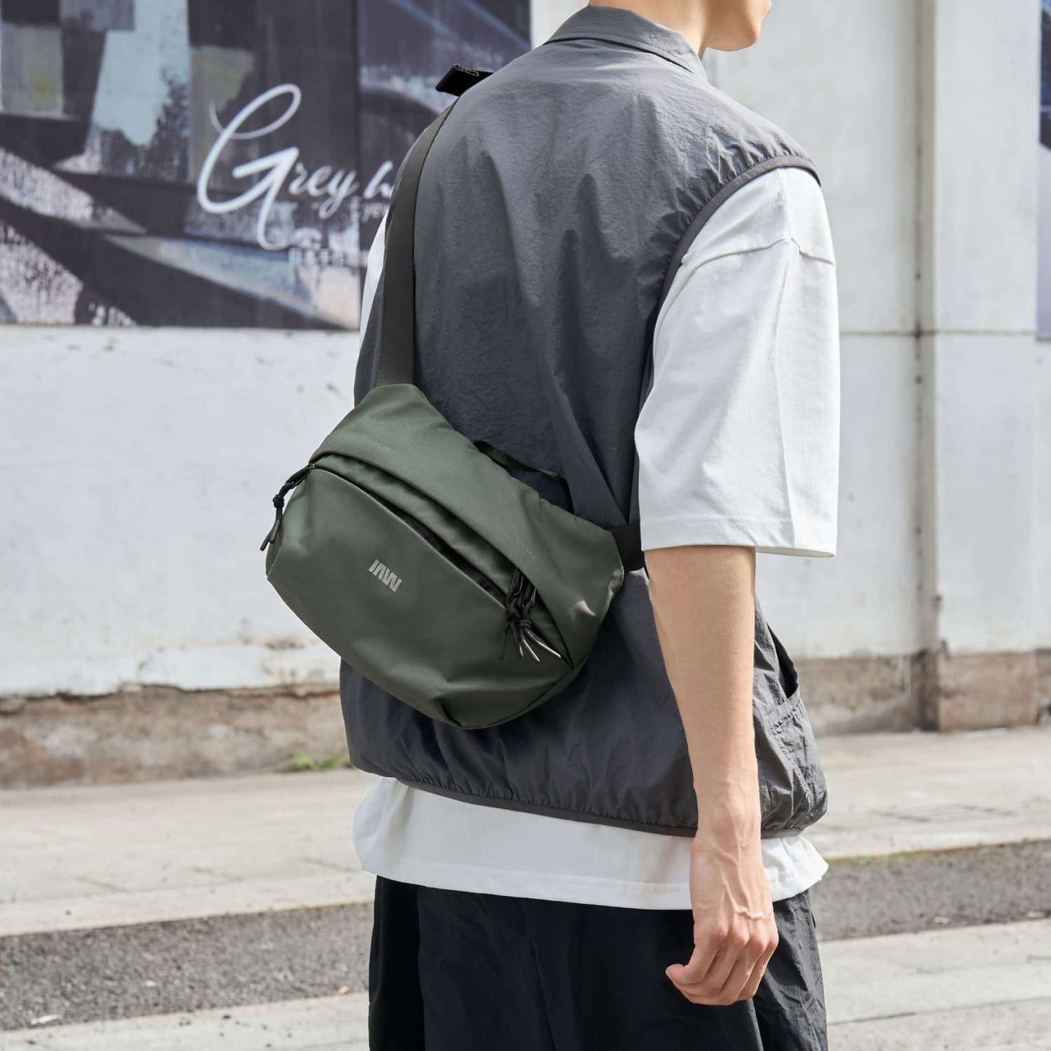 Сумка через плечо SEPTWOLVES Crossbody Bag Gray Green Unisex SEPTWOLVES Кроссбоди Сумка Серый Зеленый Унисекс - изображение 3