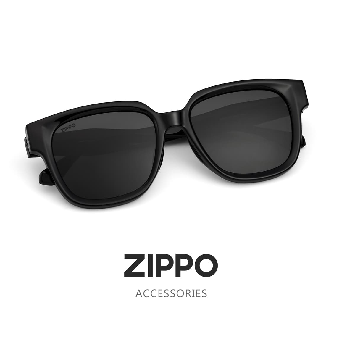 Солнцезащитные очки ZIPPO Пластиковые солнцезащитные очки с квадратной оправой унисекс черная оправа прозрачно-серый цвет - изображение 4