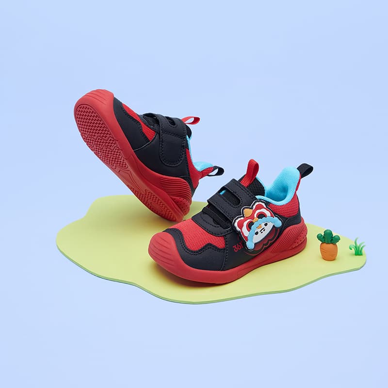 Кроссовки 361°KIDS Амортизация и Легкость Дышащая Противоскользящая Повседневная Обувь Черная Красная Для Младенцев и Малышей - изображение 7