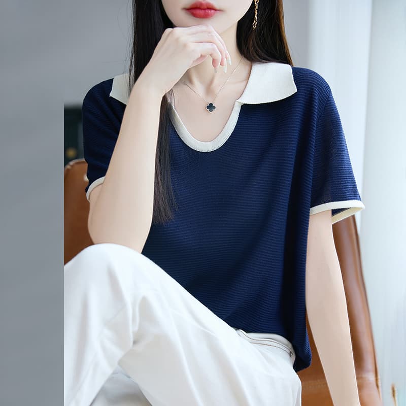 Кофта PIERRE CARDIN Трикотажная ткань Короткий рукав Т-рубашка Женская - изображение 2