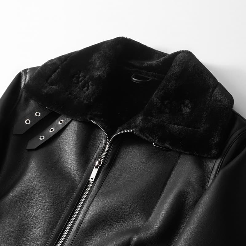 Кожаная куртки PIERRE CARDIN Утолщенный и с флисовой подкладкой однотонный модный повседневный базовый термический с длинными рукавами - изображение 5