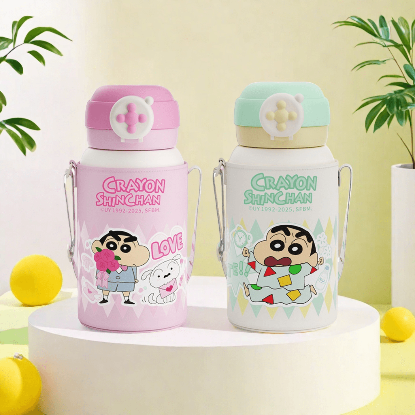 Crayon Shinchan Термокружки из нержавеющей стали 316 розовый и зеленый 550 мл - изображение 5
