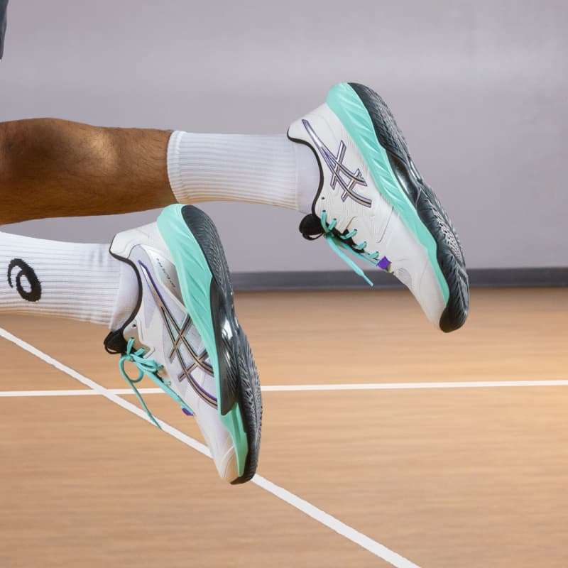 Кроссовки ASICS SKY ELITE FF 4 Волейбольные кроссовки Низкий Топ Белый Фиолетовый Мужской - изображение 7