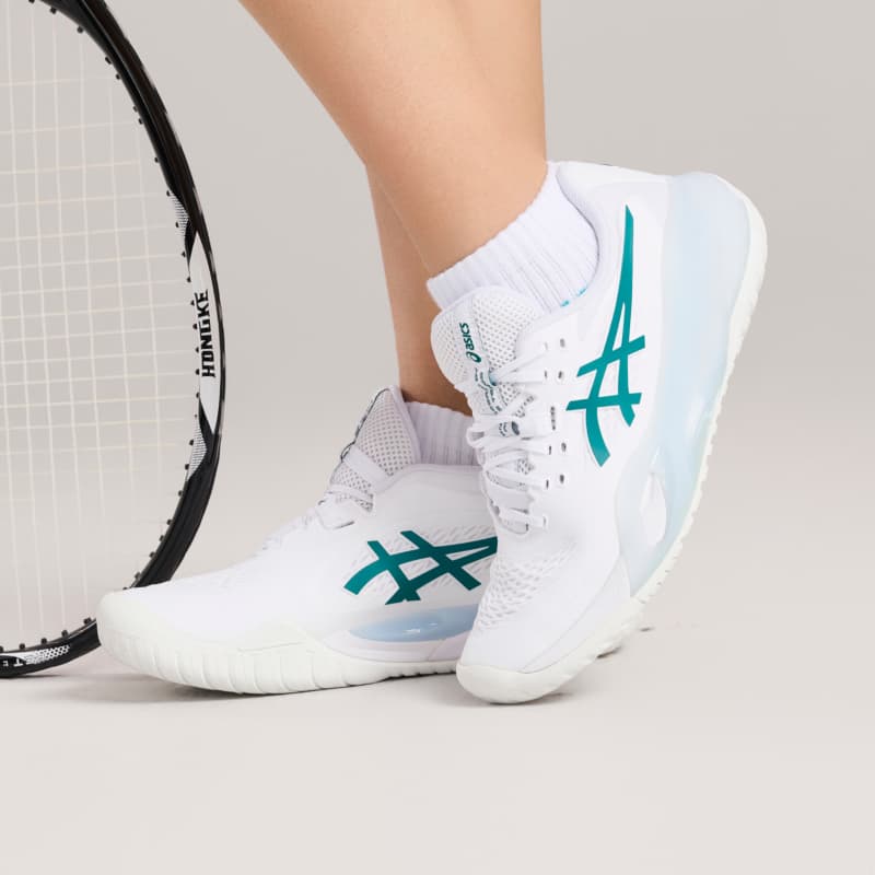 Кроссовки для тенниса asics GEL-RESOLUTION X Амортизация Лоу-топы Кроссовки для тенниса Women's White Зелёный - изображение 7