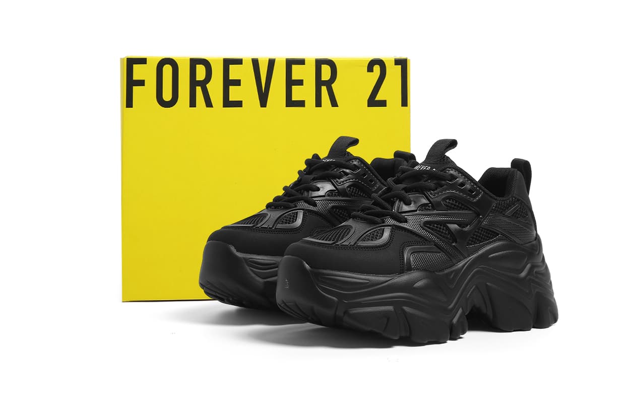 Кроссовки FOREVER 21 Противоскользящие устойчивые к истиранию амортизация низкий топ женские кроссовки с толстой подошвой черные - изображение 5