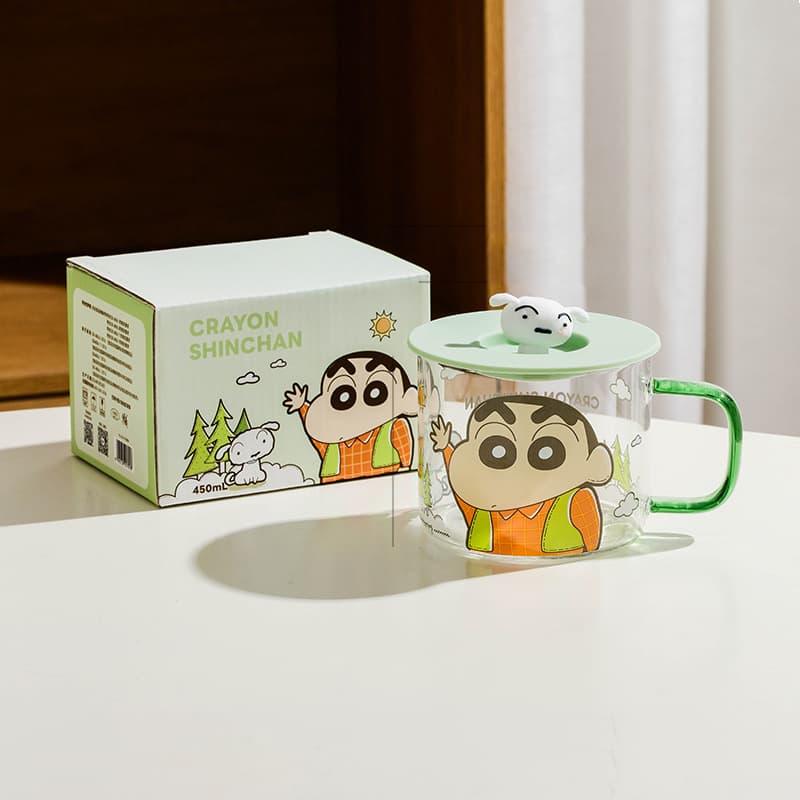Crayon Shinchan Стекло Подстаканник Оснащен крышкой Набор в подарочной коробке 450 мл - изображение 2