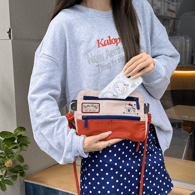 Сумка через плечо Санрио Hello Kitty Полиэстеровая Сумка через плечо Стандартная (Стандартная) Женская Hello Kitty Оранжевый Красный - изображение 6
