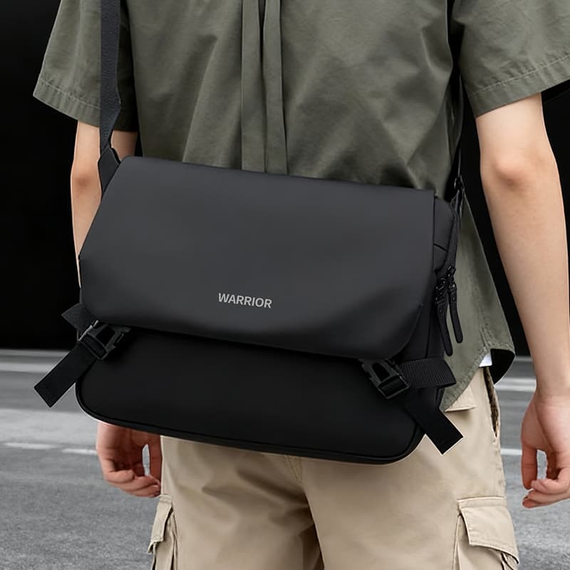 Сумка через плечо Warrior Oxford с кожаной вставкой покрытие пленкой сумка через плечо стандартная (стандартная) унисекс черный - изображение 2