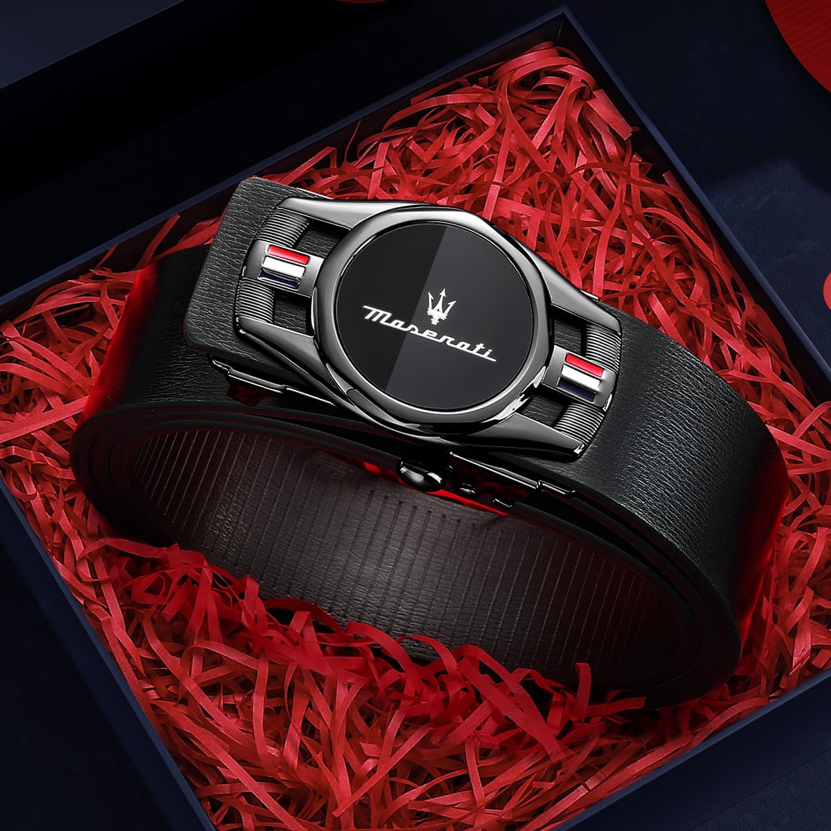 Ремень Maserati Сплав Кожаный Ремень Мужской Черный Ширина Тела 3,4CM - изображение 2