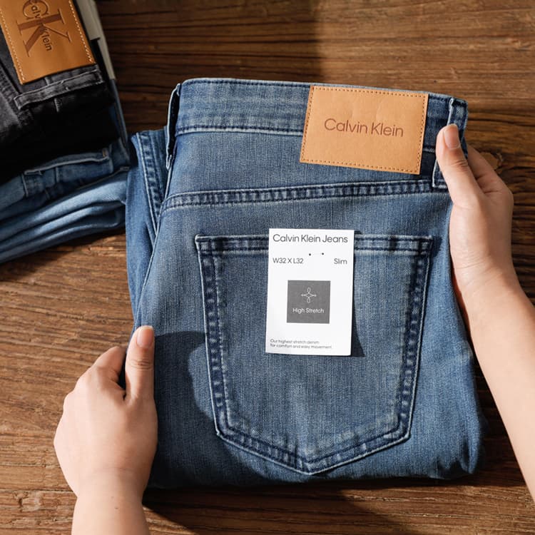 Штаны Calvin Klein Wedged Синий Мужской Джинсы - изображение 4