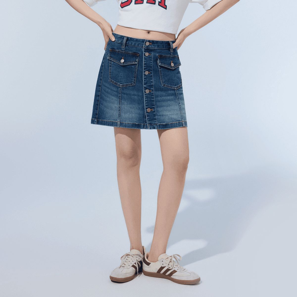 GAP Синий Washed Женские Джинсовые Короткие Юбки - изображение 3