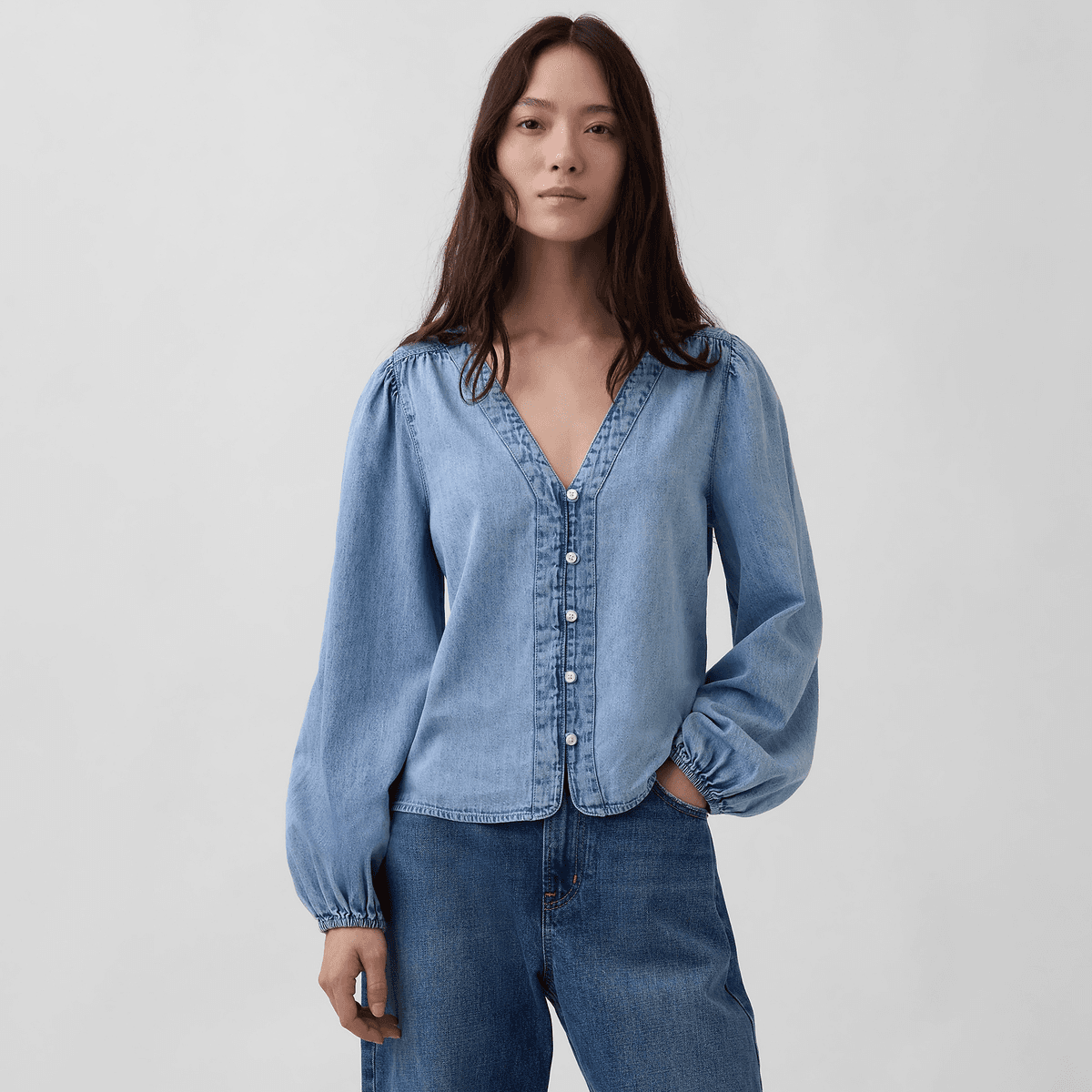 Блузка GAP Освежающий вариант Очистка Женские Рубашки - изображение 2