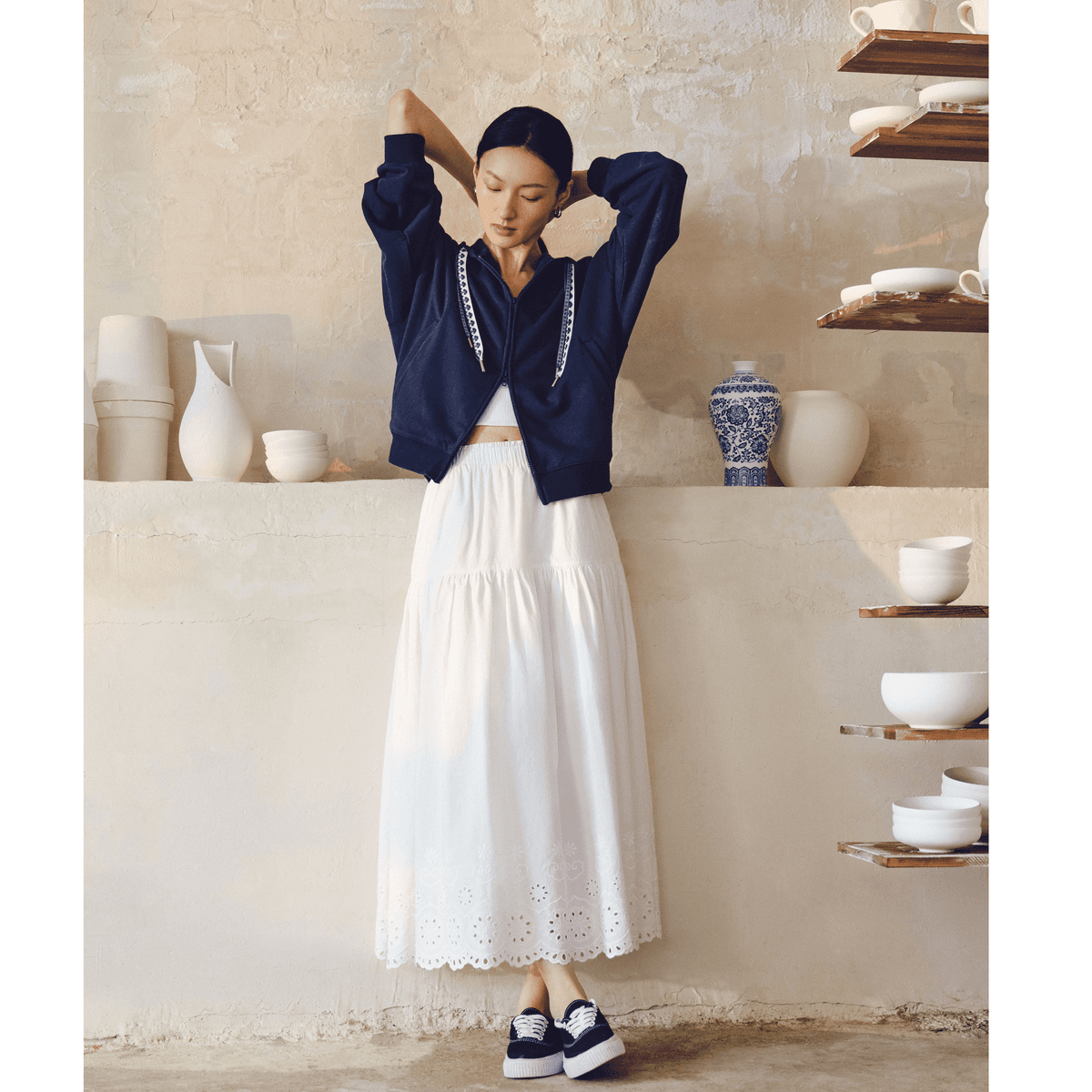 Юбка GAP GAPx Белый Женские Повседневные Длинные Юбки - изображение 3