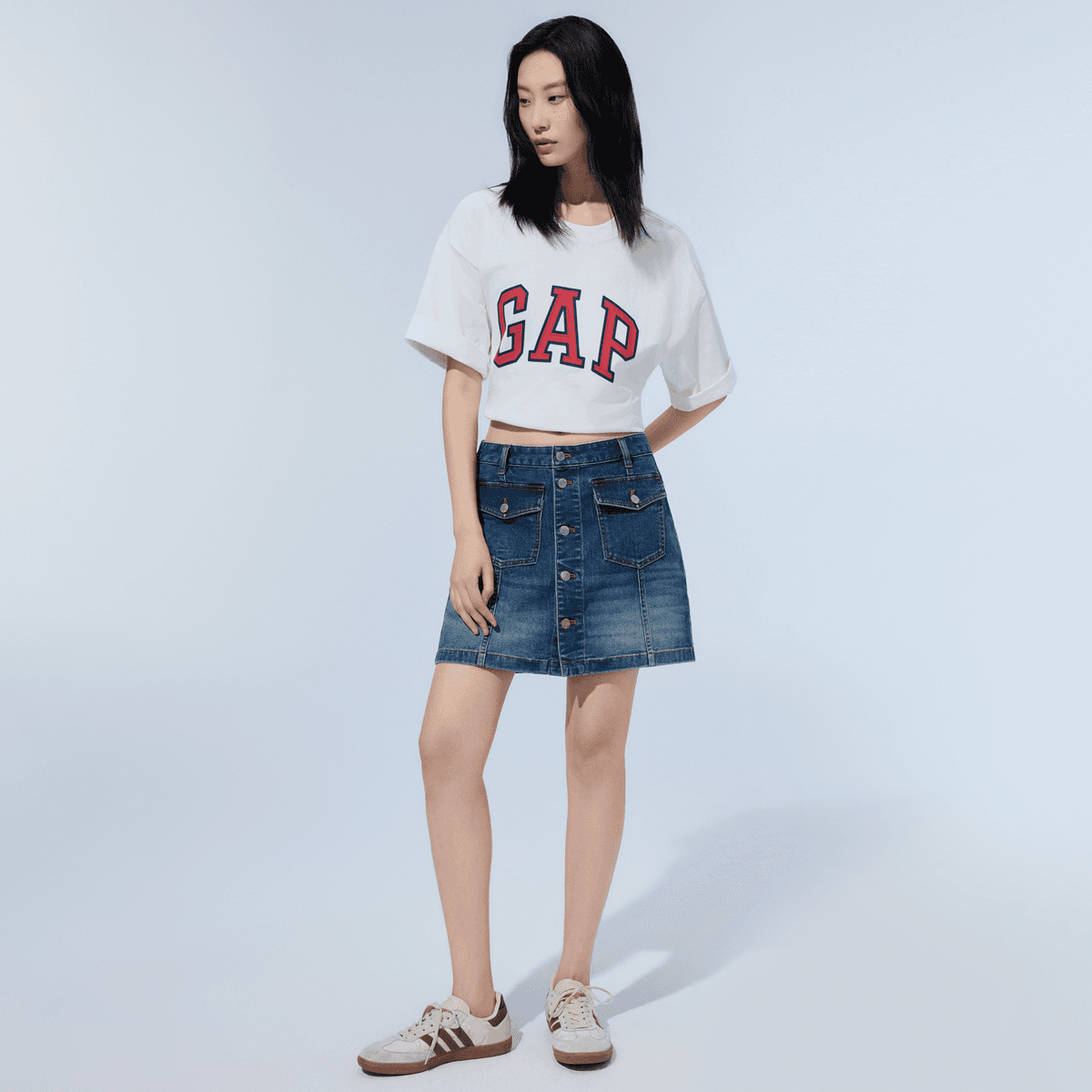 GAP Синий Washed Женские Джинсовые Короткие Юбки - изображение 4