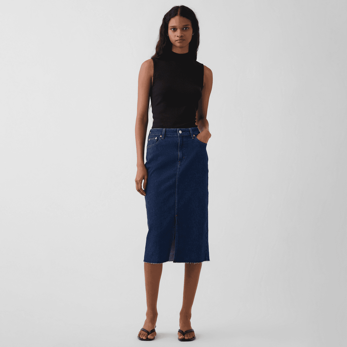 GAP Темный цвет Очистка Женские Длинные джинсовые юбки - изображение 3