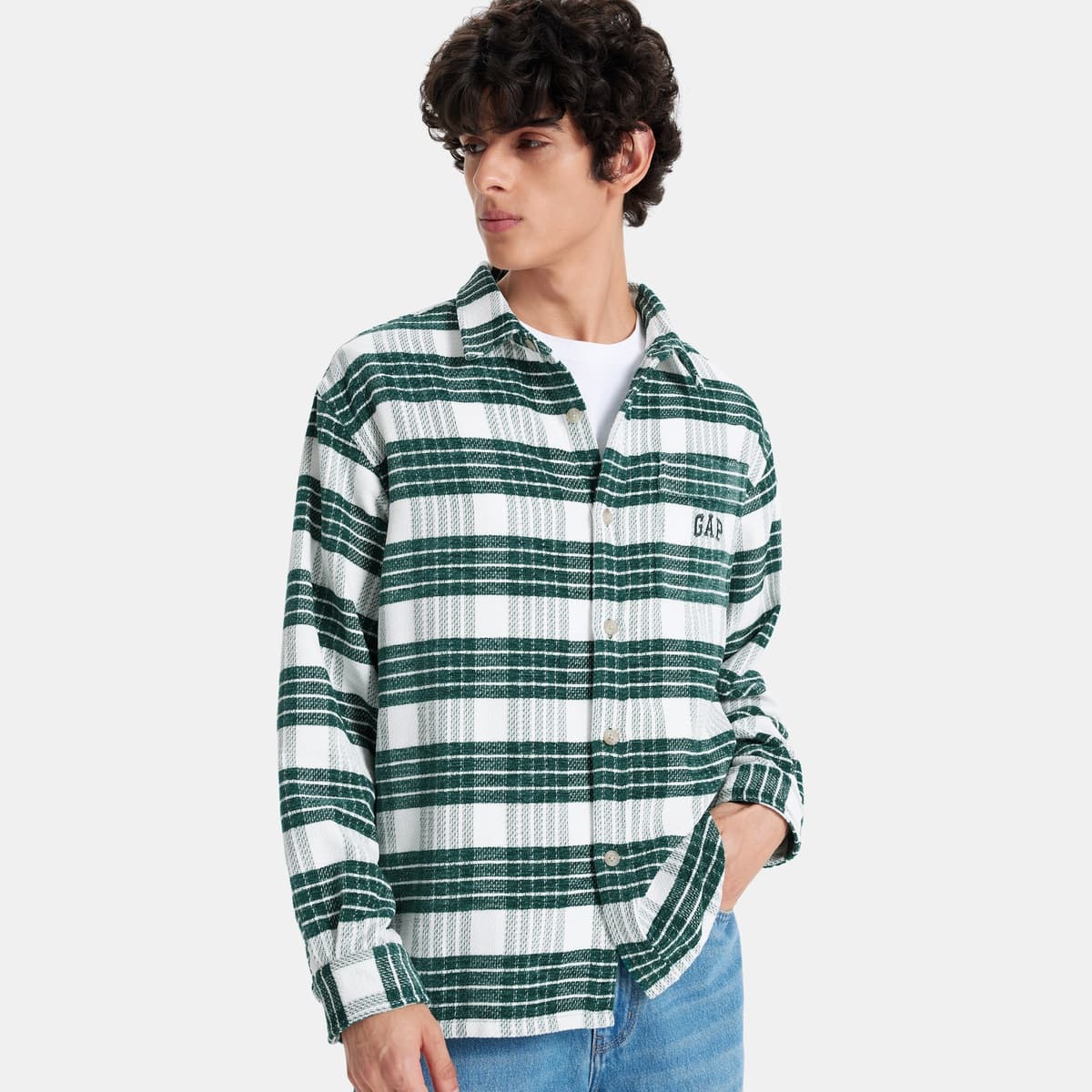 Рубашка GAP co-brand Зеленые Мужские Рубашки - изображение 5