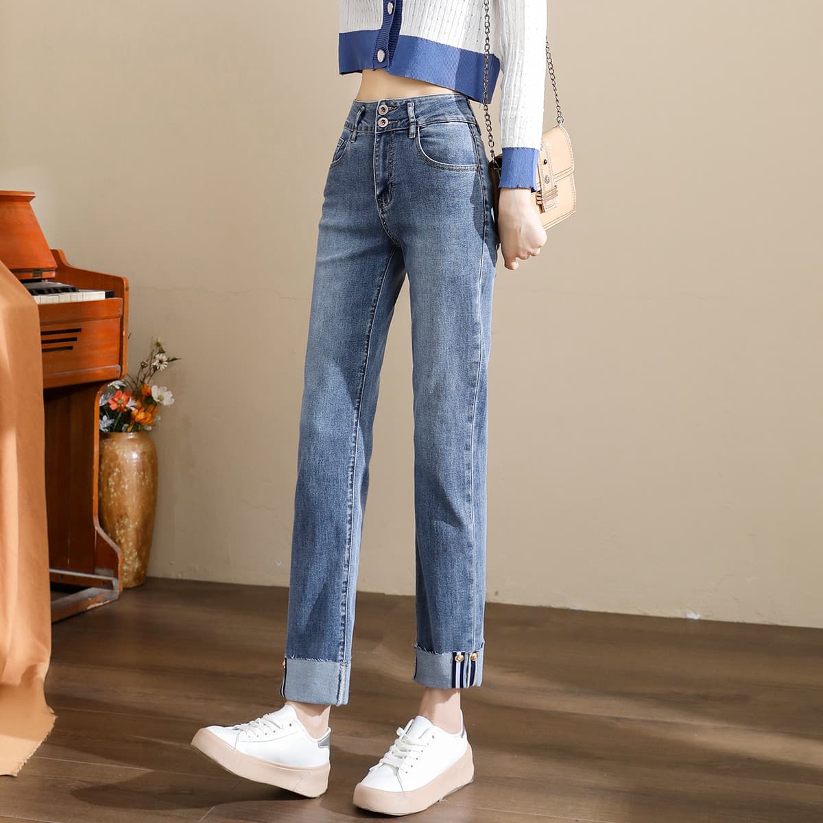 Джинсы Tonlion Medium Blue Women's Jeans Тонлион Средне-синие Женские Джинсы - изображение 2