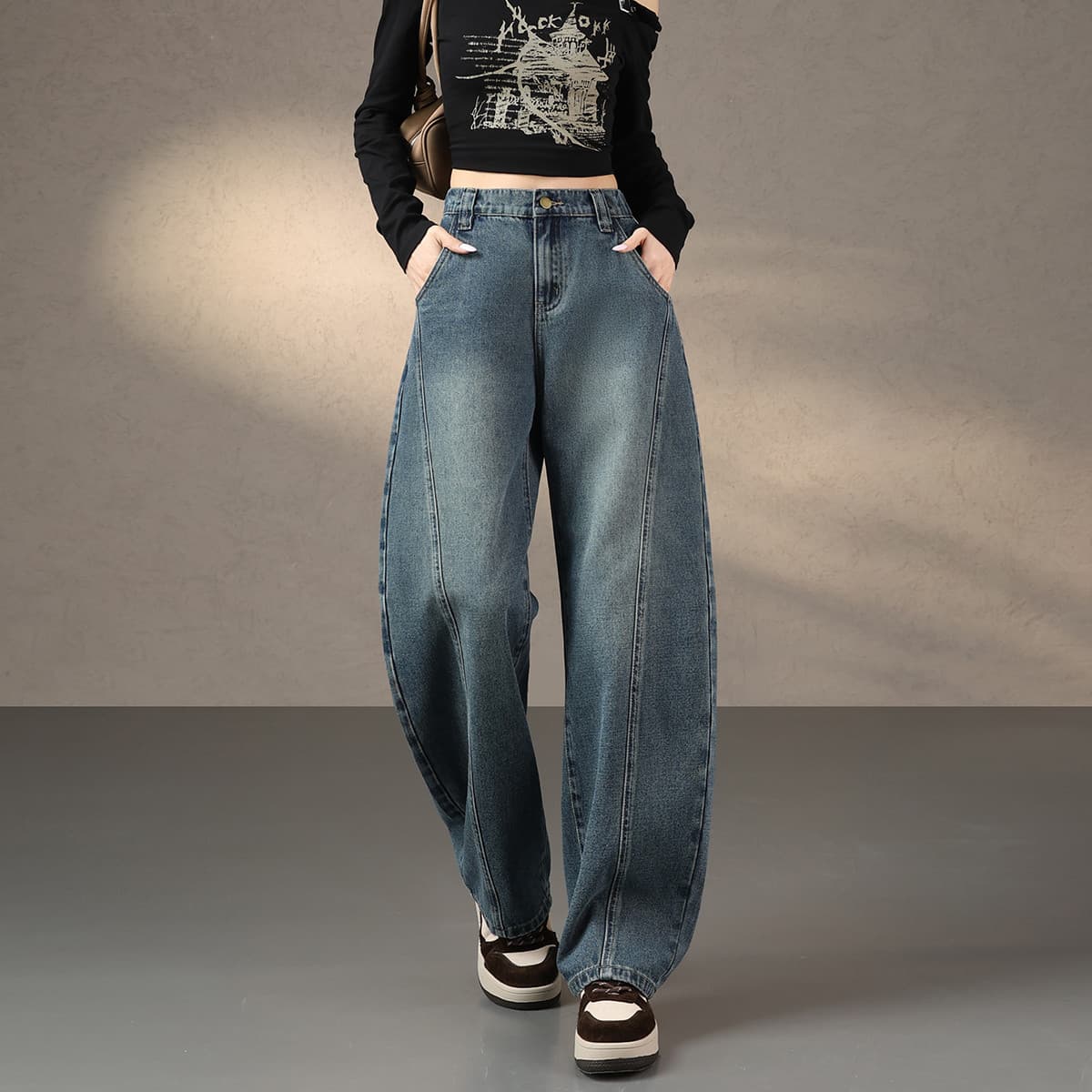 Джинсы Tonlion Винтажные синие женские джинсы - изображение 2