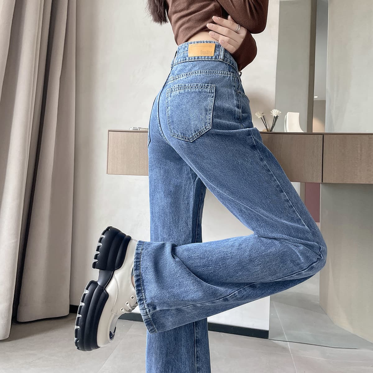 Джинсы Tonlion Medium Blue Women's Jeans Тонлион Средне-синие Женские Джинсы - изображение 4