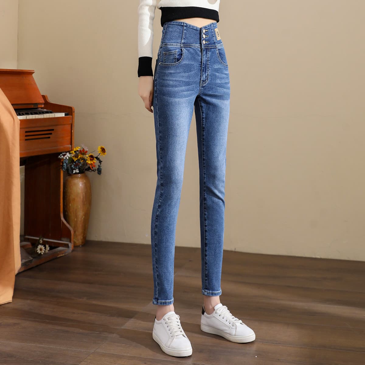 Джинсы Tonlion Medium Blue Women's Jeans Тонлион Средне-синие Женские Джинсы - изображение 5