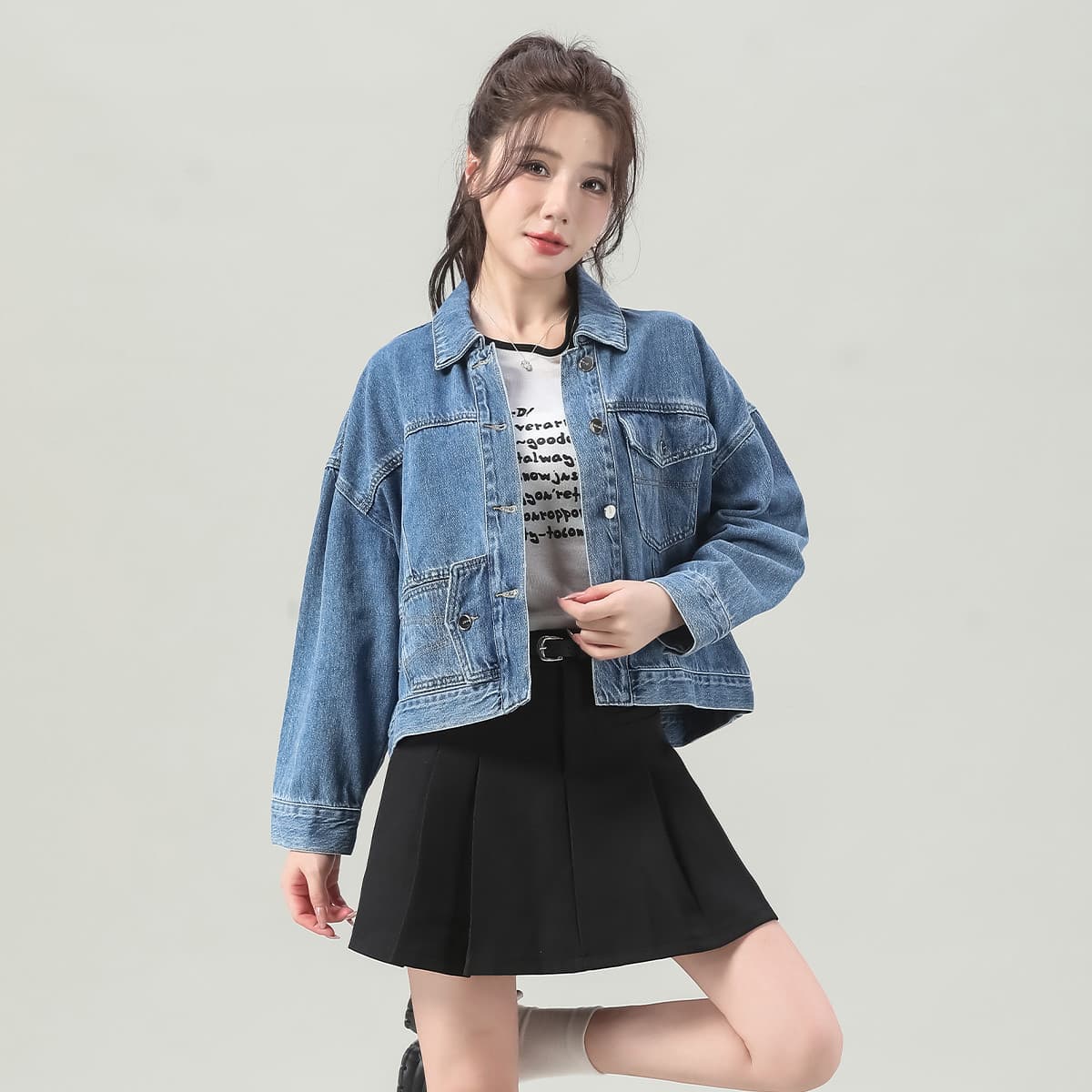 Tonlion Aqua Blue Женские Джинсовые Куртки - изображение 1