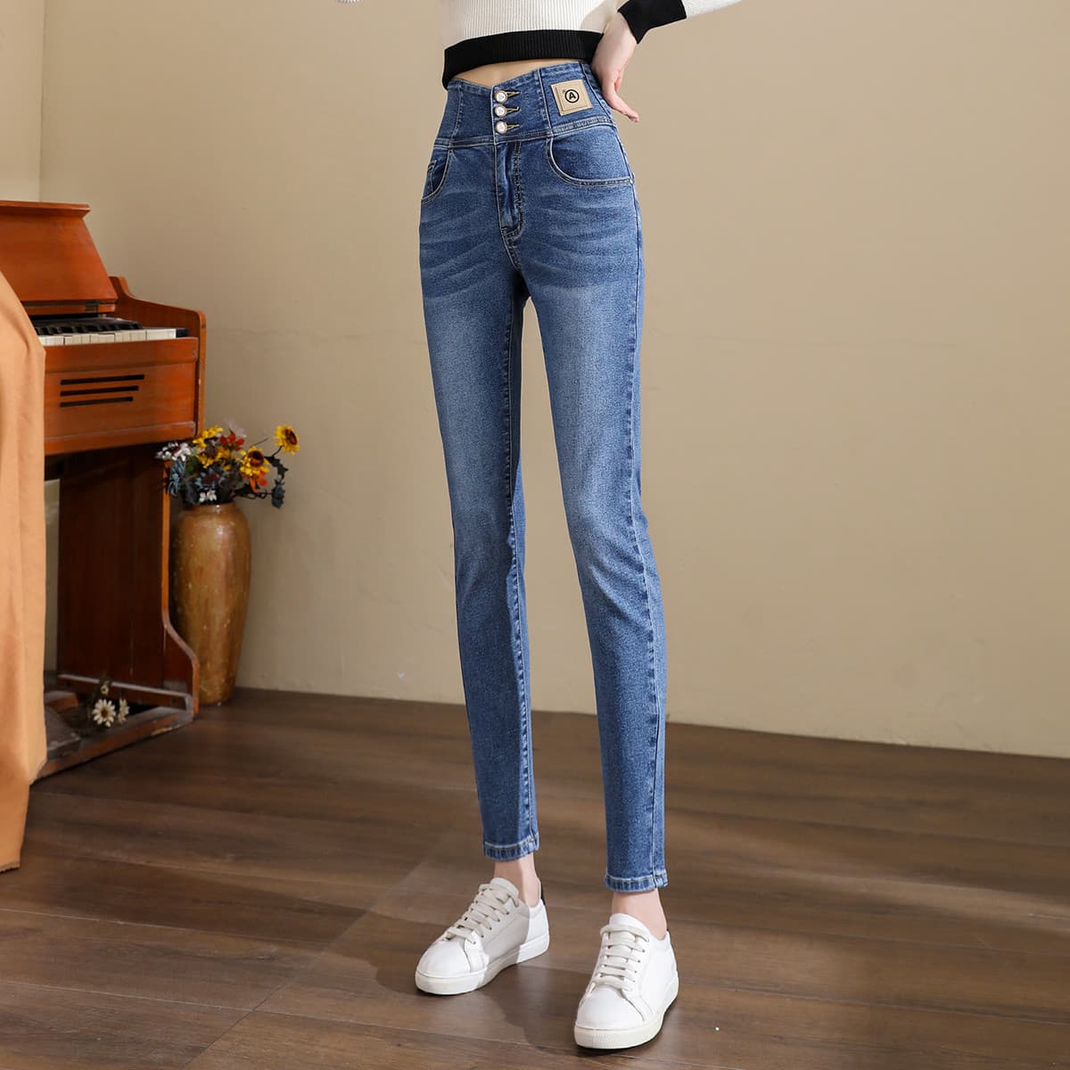 Джинсы Tonlion Medium Blue Women's Jeans Тонлион Средне-синие Женские Джинсы - изображение 6