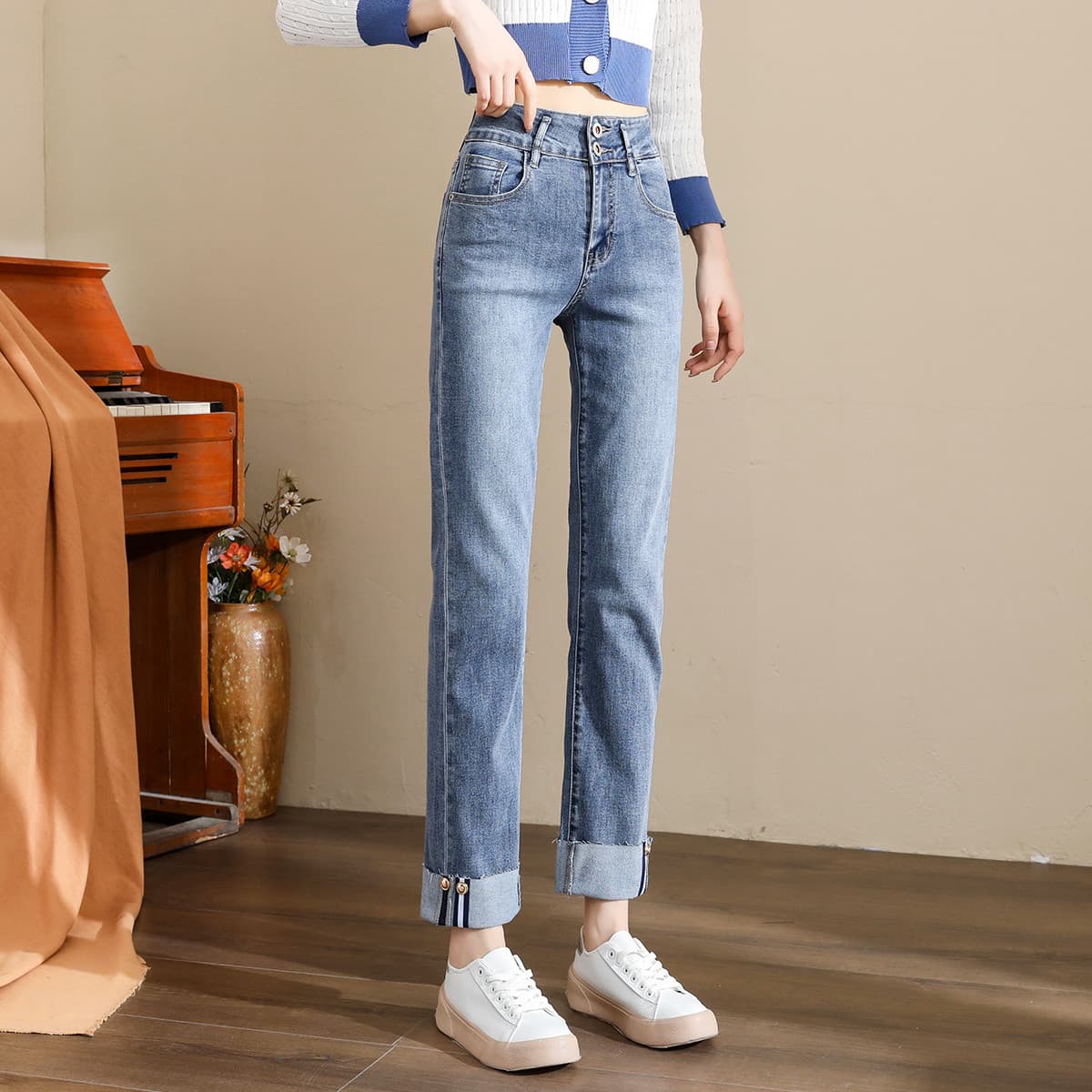 Джинсы Tonlion Medium Blue Women's Jeans Тонлион Средне-синие Женские Джинсы - изображение 3