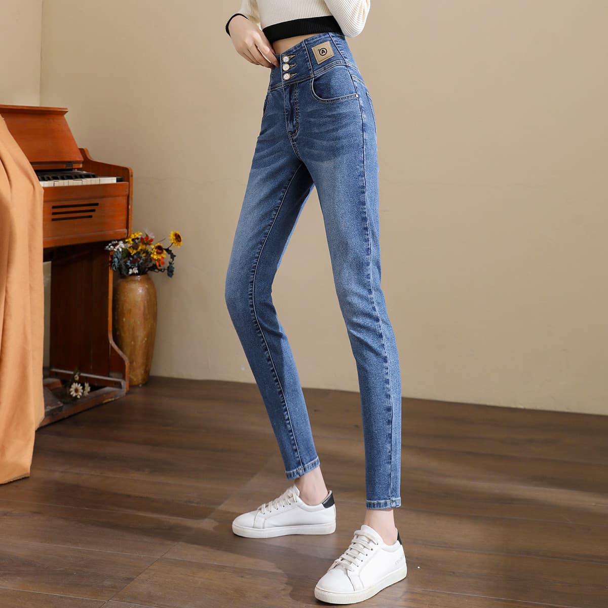 Джинсы Tonlion Medium Blue Women's Jeans Тонлион Средне-синие Женские Джинсы - изображение 4