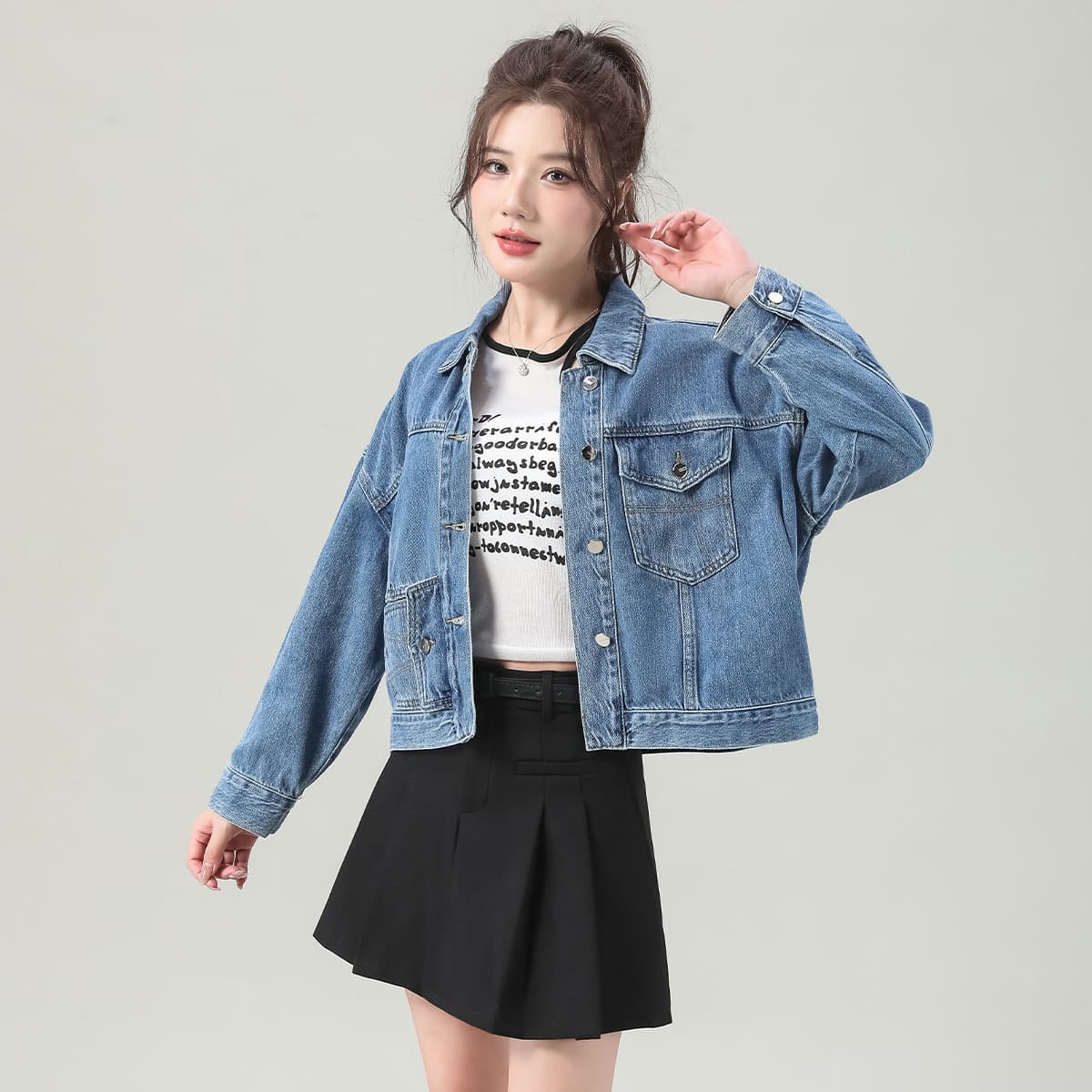 Tonlion Aqua Blue Женские Джинсовые Куртки - изображение 4