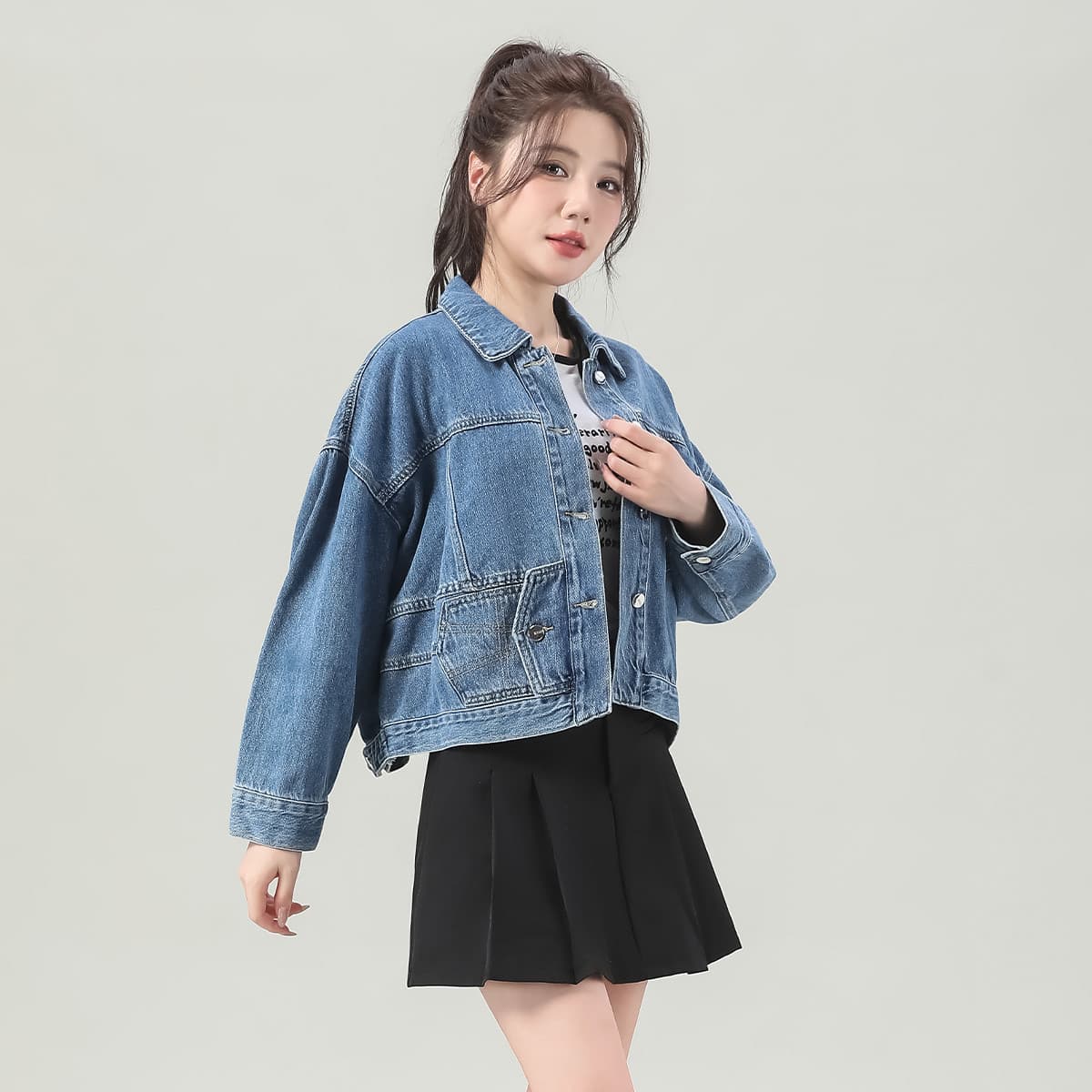 Tonlion Aqua Blue Женские Джинсовые Куртки - изображение 2