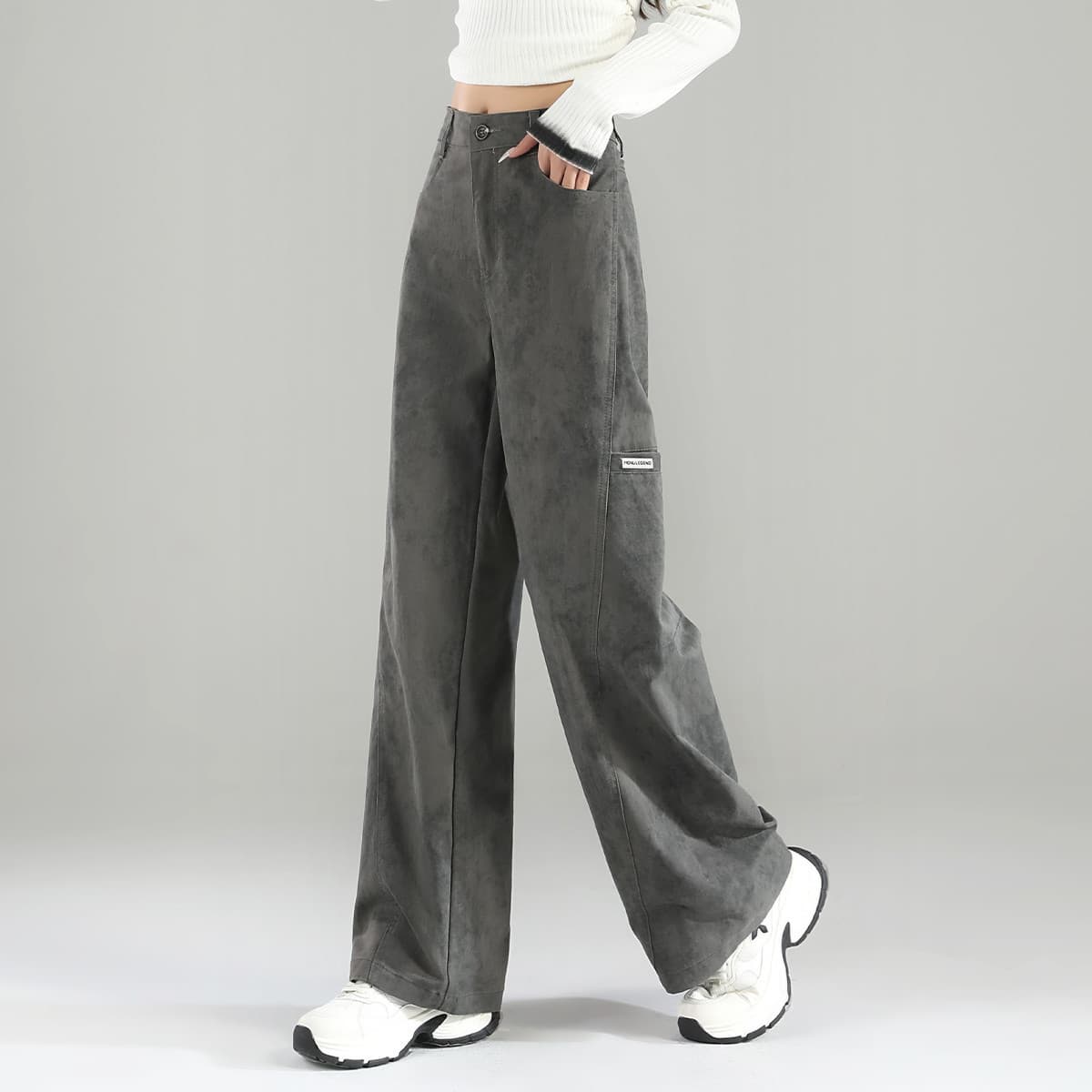 Штаны Tonlion Светло-серые Женские Повседневные Штаны - изображение 3