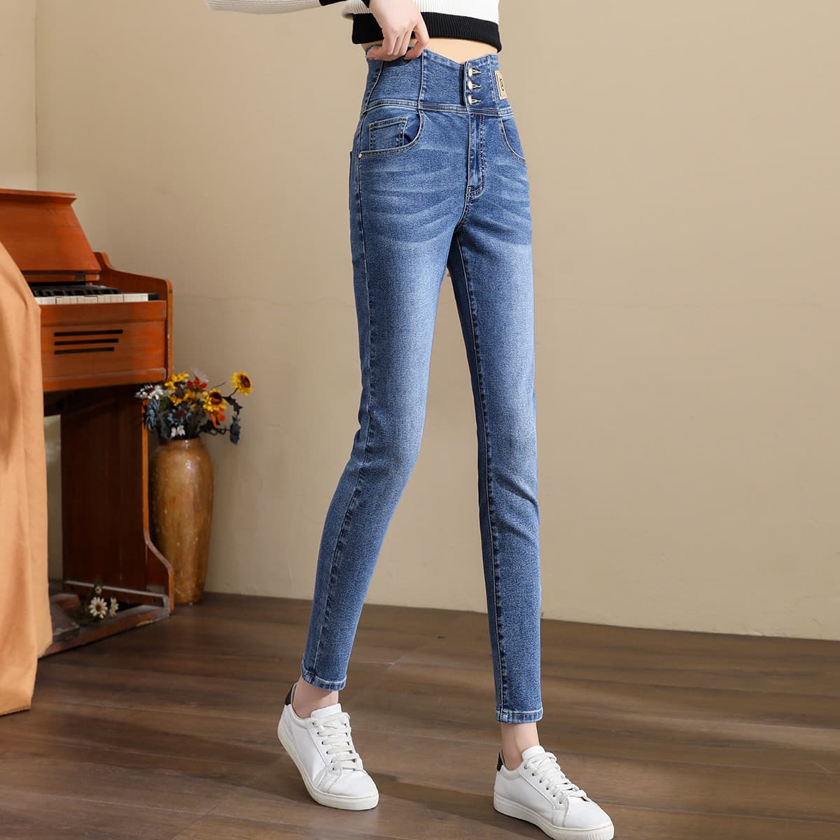 Джинсы Tonlion Medium Blue Women's Jeans Тонлион Средне-синие Женские Джинсы - изображение 3