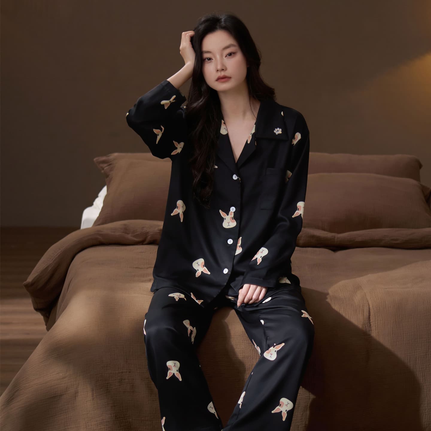 Пижама Jeep KA21012 Double Long Black Women's Women's Pajama Sets - изображение 4