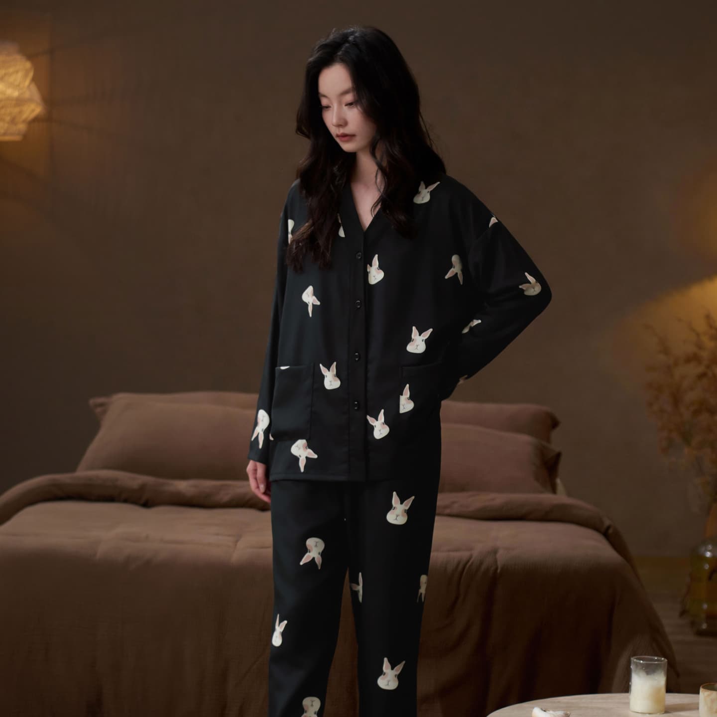 Пижама Jeep KA21013 Double Long Kimono Ожерелье-чокер Черный Женские Пижамные комплекты - изображение 5