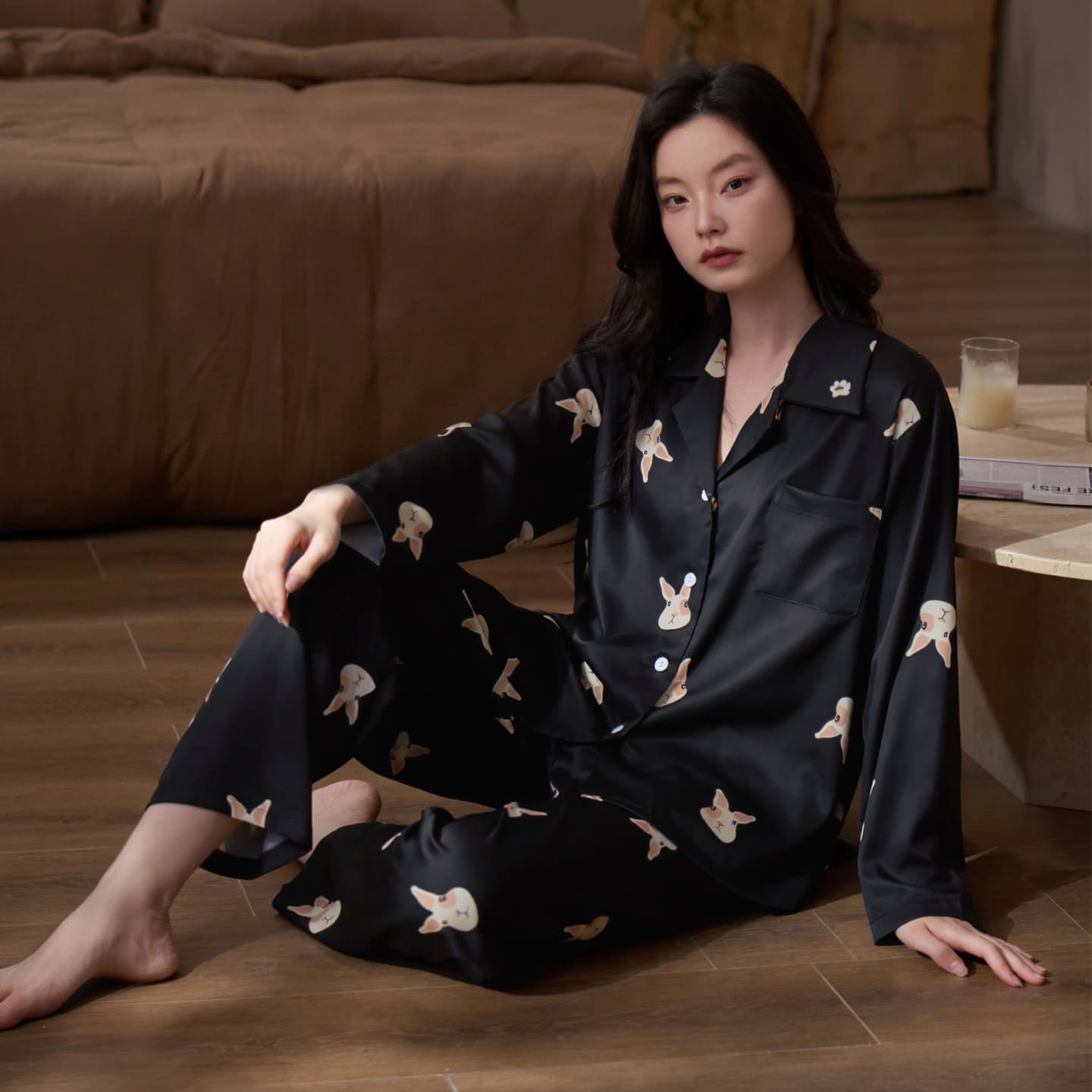 Пижама Jeep KA21012 Double Long Black Women's Women's Pajama Sets - изображение 3