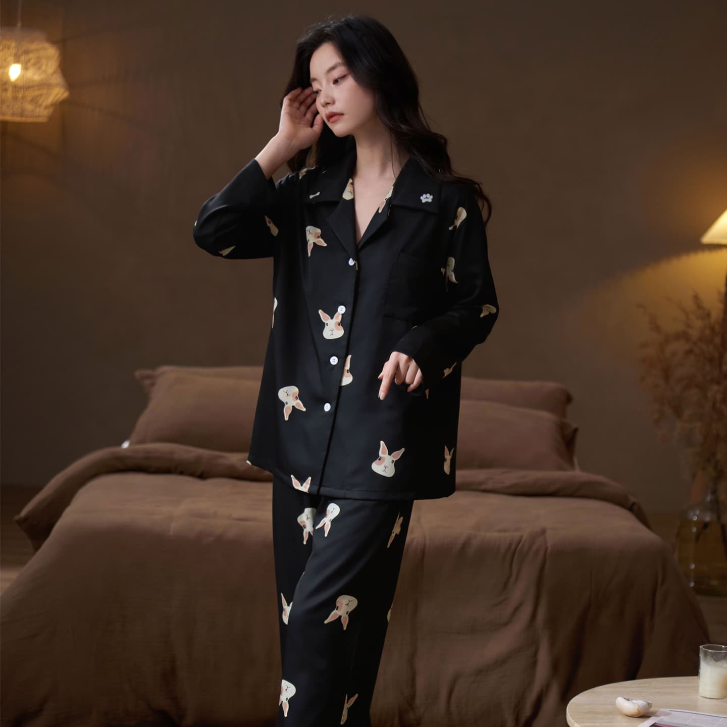 Пижама Jeep KA21012 Double Long Black Women's Women's Pajama Sets - изображение 5