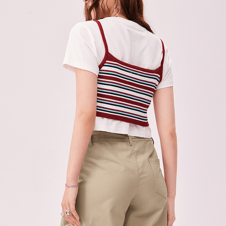 CHUU Red Stripes Women's Vest CHUU Красные Полосы Женские Жилеты - изображение 3