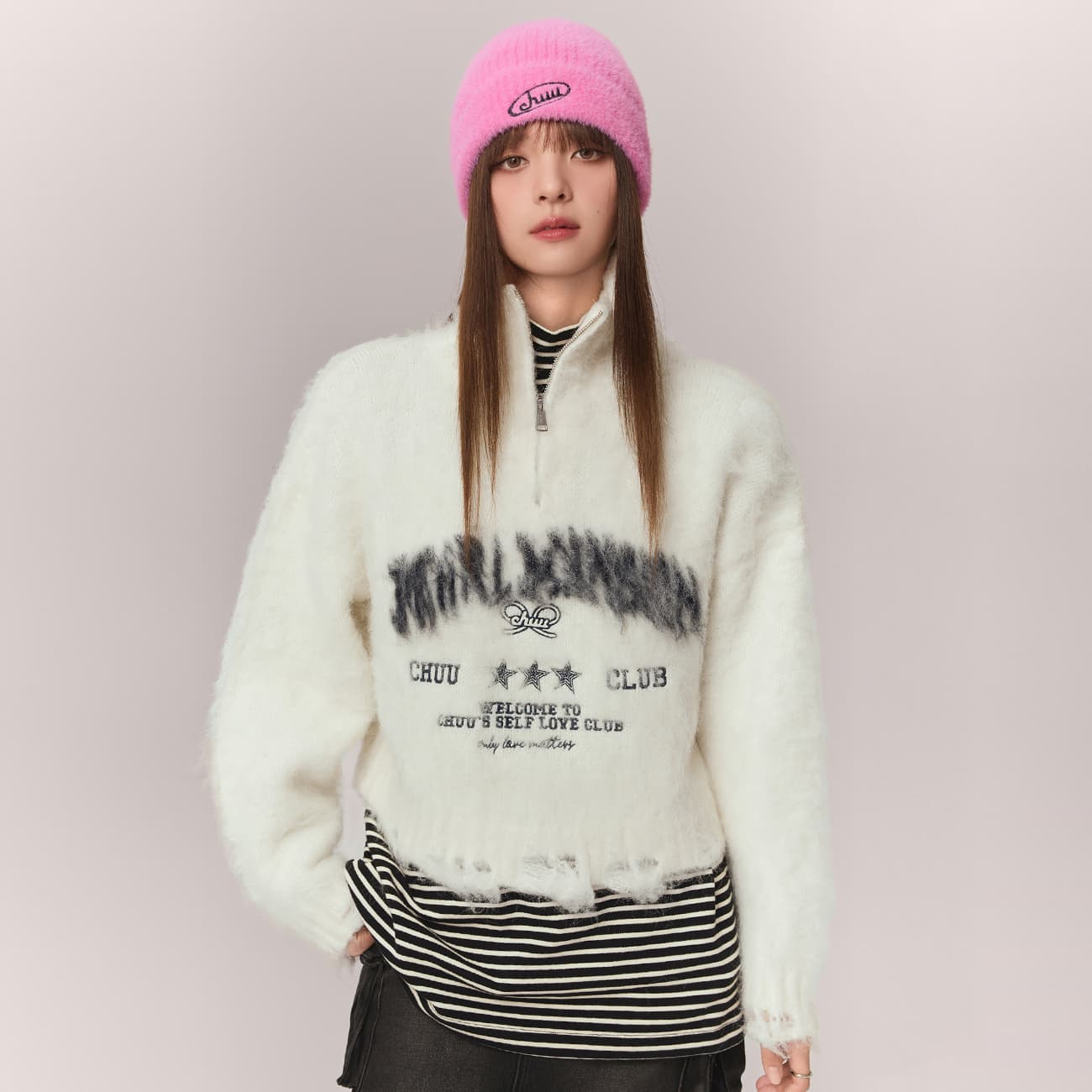 Кофта CHUU Трикотаж Женский Белый Абрикос - изображение 3