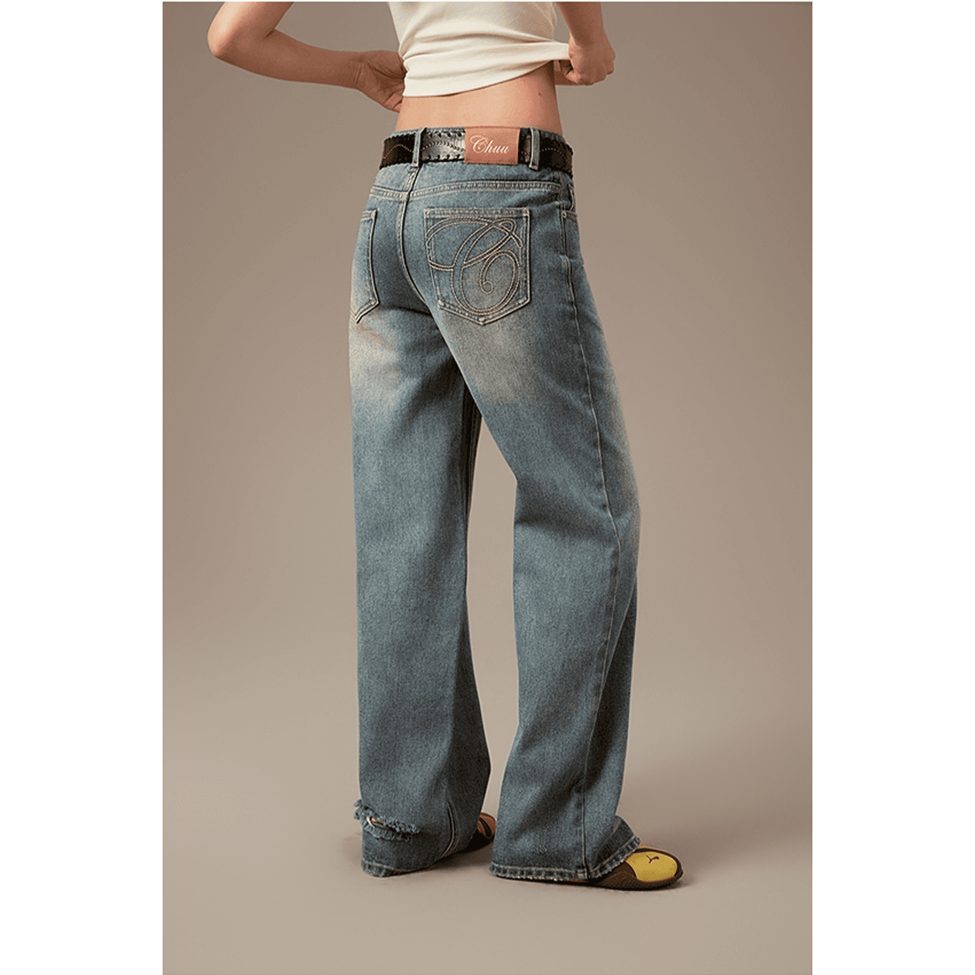 Джинсы CHUU Medium Denim Blue Women's Jeans CHUU Средний деним синий женский джинсы - изображение 4