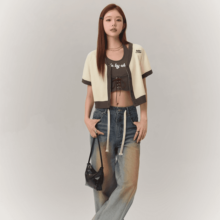 CHUU Cropped Jacket Women's White Apricot CHUU Укороченная Куртка Женская Белая Абрикос - изображение 3