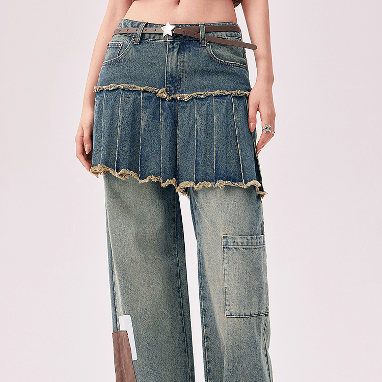 Джинсы CHUU Medium Denim Blue Women's Jeans CHUU Средний деним синий женский джинсы - изображение 5