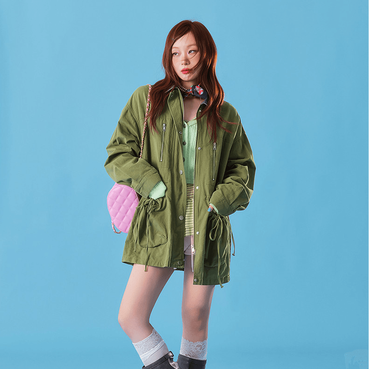CHUU Army Green Женское короткое пальто - изображение 2