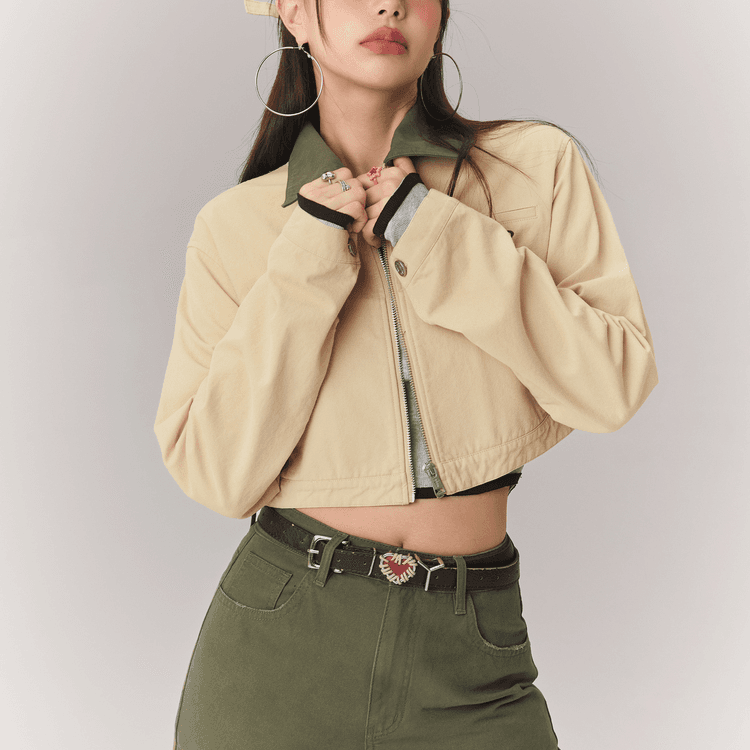 CHUU Khaki Женское короткое пальто - изображение 5