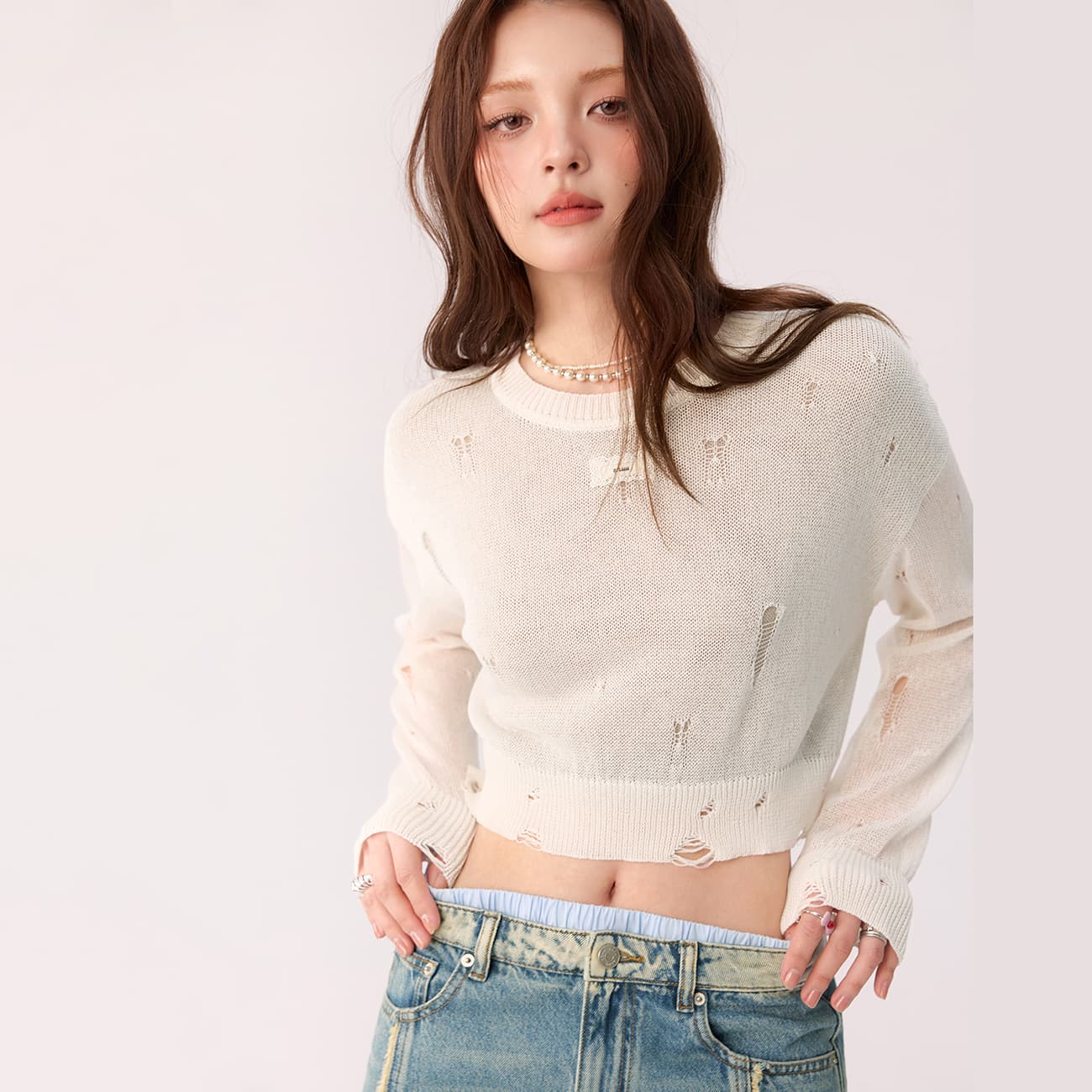 Кофта CHUU Трикотаж Женский Белый Абрикос - изображение 3