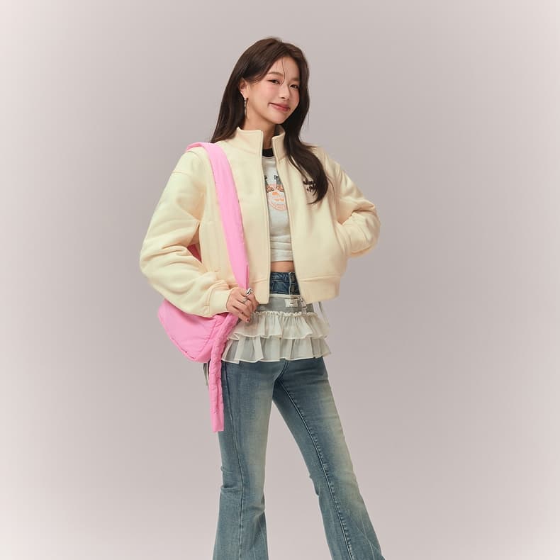 CHUU Cropped Coat Women's White Apricot CHUU Укороченное пальто Женское Белый Абрикос - изображение 5