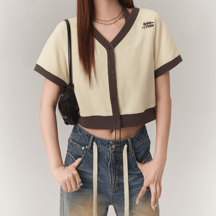 CHUU Cropped Jacket Women's White Apricot CHUU Укороченная Куртка Женская Белая Абрикос - изображение 4
