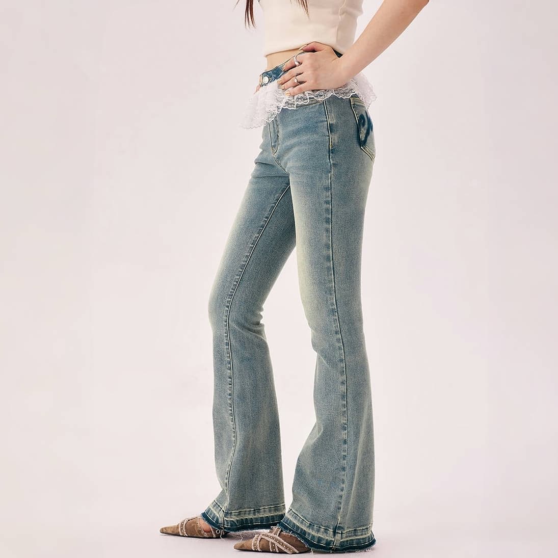 Джинсы CHUU Medium Denim Blue Women's Jeans CHUU Средний деним синий женский джинсы - изображение 4